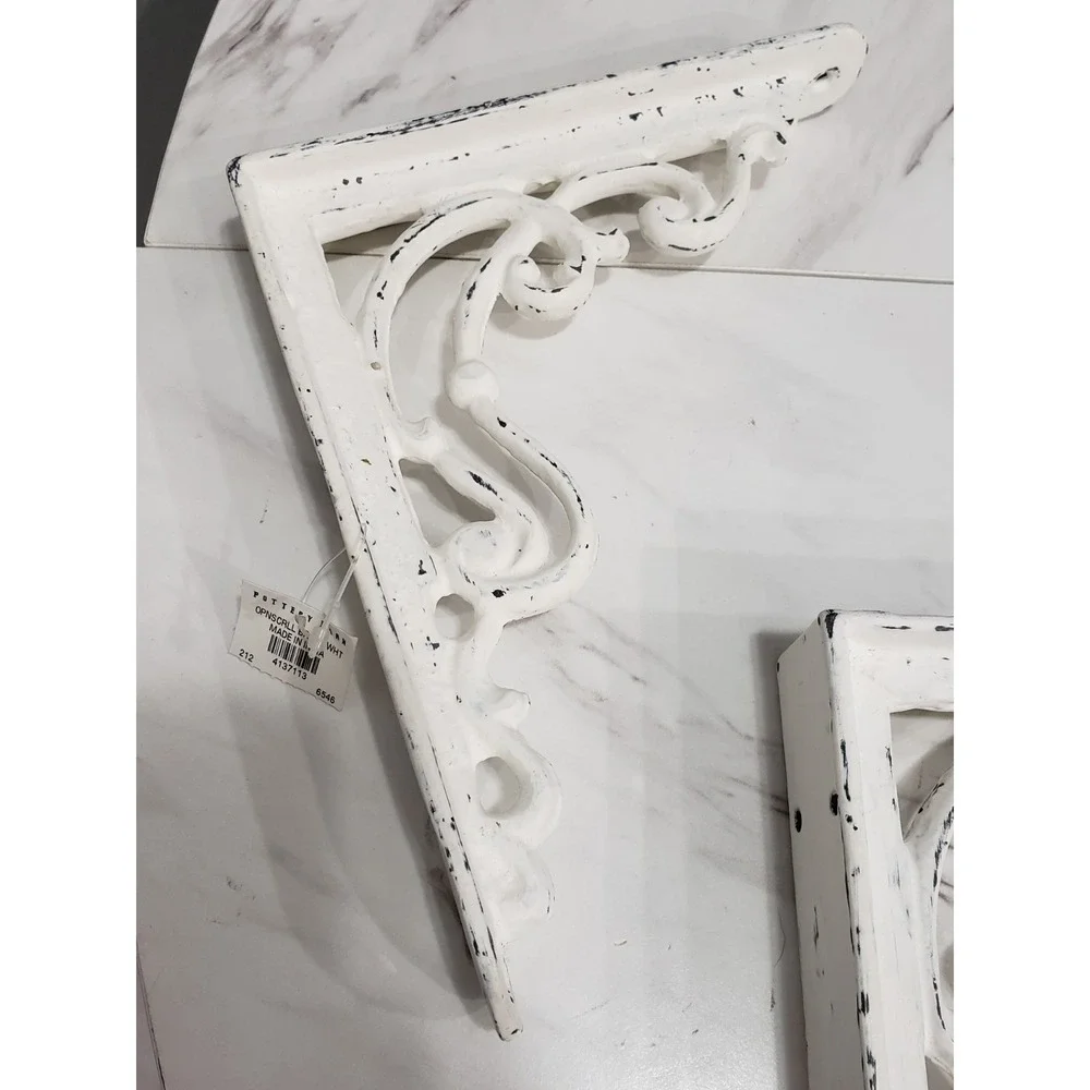 Pottery Barn Open Scroll Wall Bracket White LOT cottagecore victorian SET SHELF